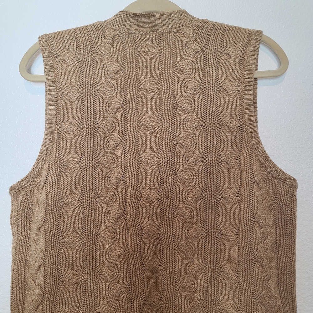 VINTAGE William Lockie of Hawick 100% Pure Camel Hair Cableknit Tan Sweater Vest - Picture 10 of 12